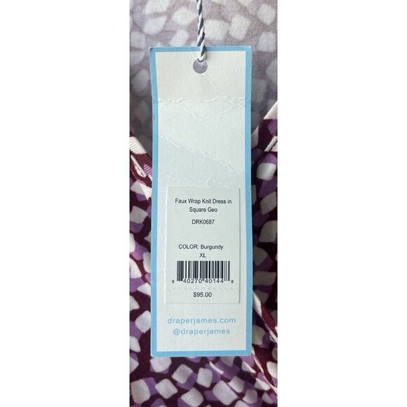 Draper James Dress Mini Smocked Sleeve Polka Dot XL Kacey Faux Wrap Jersey Knit - Picture 8 of 11